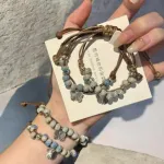 Butterfly Braided Fabric Bracelet for Girls, Ice Blue Gradient