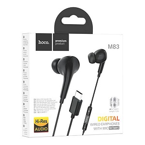 Hoco M83 Original Series Wire-Controlled Digital Earphones With Microphone – Black Color