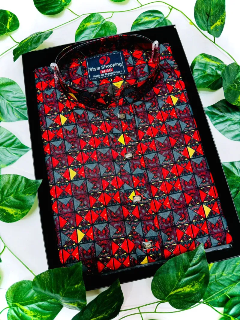 Men's Snap Button Cotton Print Panjabi, Sizes 40 to 44