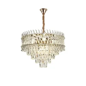 Qulik Modern Stainless Steel K9 Crystal Chandelier Gold Finish Ceiling Light (QL-5516-500)