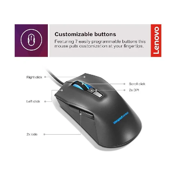 Lenovo IdeaPad M100 RGB Wired Black Gaming Mouse