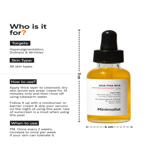Minimalist 32% AHA PHA BHA Peel for Instant Glow & Soft Skin 30ml (India)