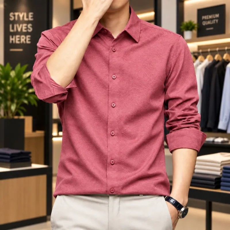 Men's Soft Crinkle Texture Fabric Full Sleeve Shirt, M to XXL