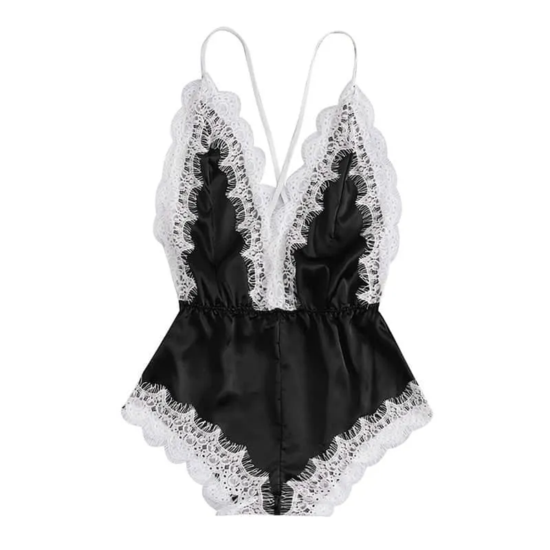 Women's Silk Satin Night Suit with Lace Work, Free Size