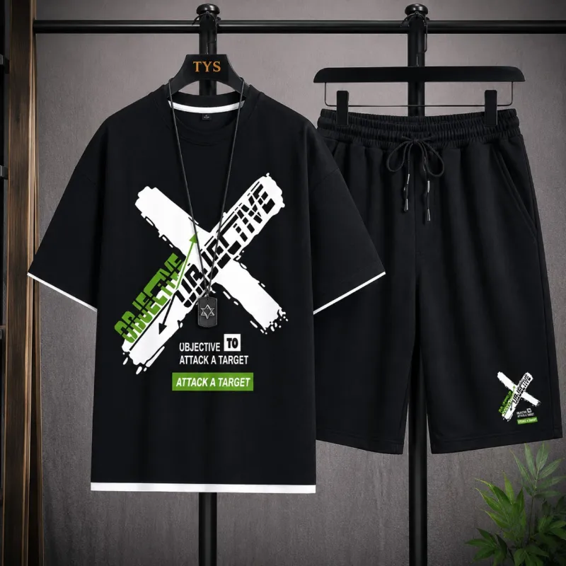 Men's Mesh T-Shirt and Shorts Two-Piece Set, 160 GSM, Sizes M to XL