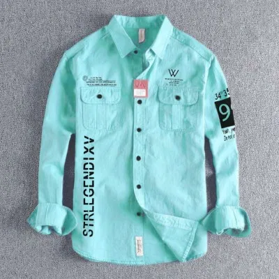 Men's Semi-Fit Cotton Shirt with Print, Sizes M, L and XL