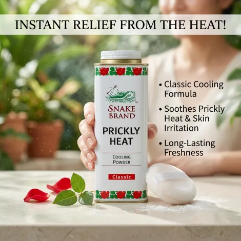 Snake Brand Prickly Heat Classic Original Cooling Powder 280g (Thailand)