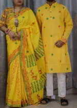 Matching Dhupian Silk Saree and Panjabi for Couples, 6 Colours