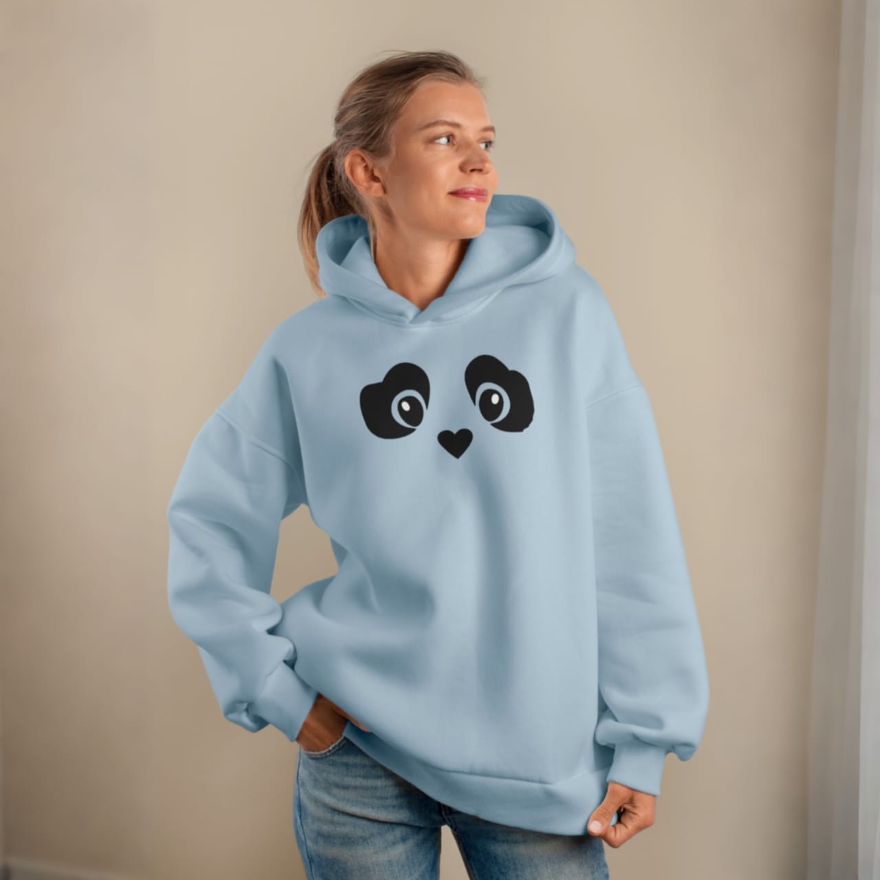 Premium Comfortable Printed Ladies Winter Hoodie ( Lite Blue )