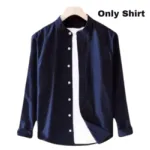 Men's Solid Colour Ban color Shirt (Navy)