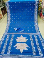 Half Silk Screen Print Saree with Blouse, 6 Colours