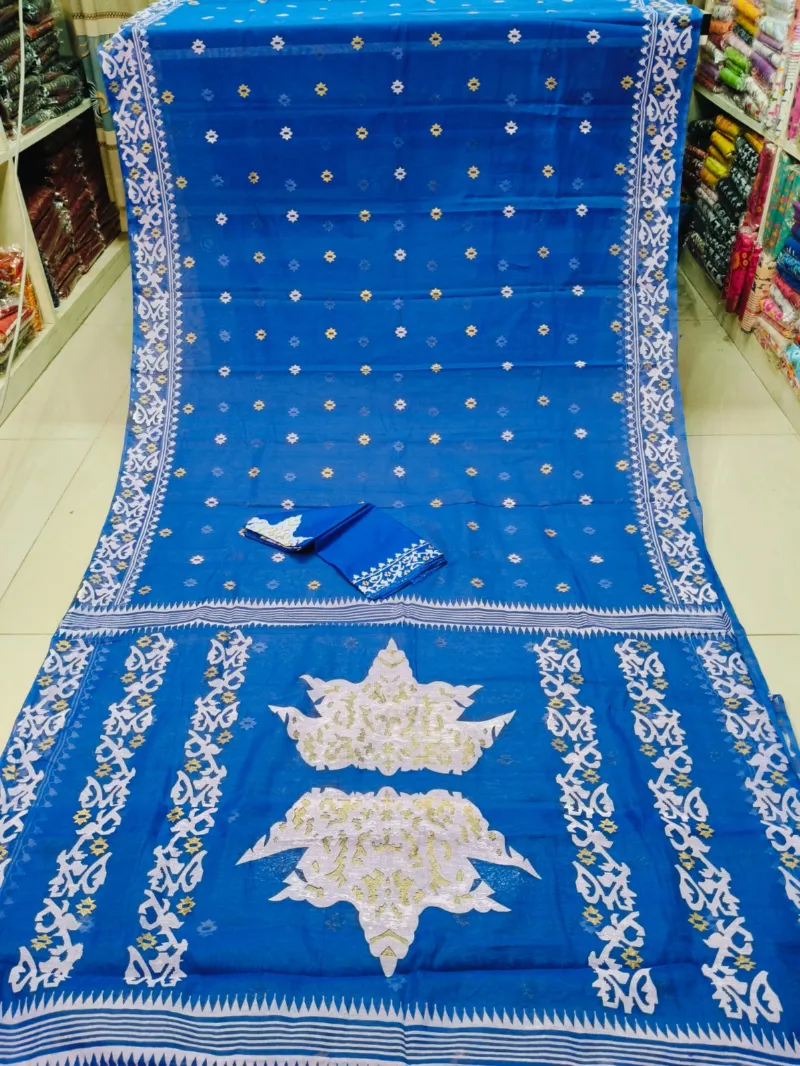 Half Silk Screen Print Saree with Blouse, 6 Colours