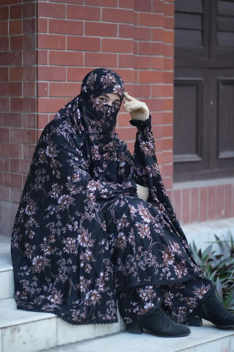 Women's Linen Short Khimar and Palazzo Set, Print, 6 Colours