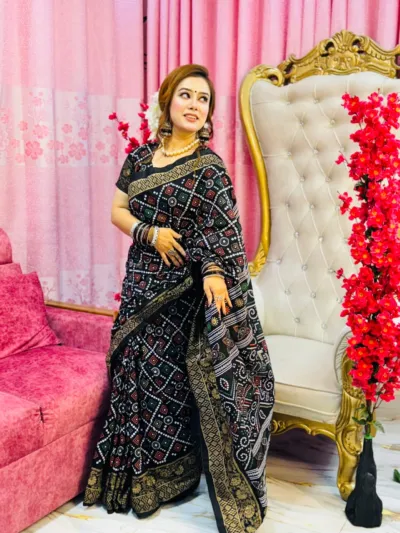 Dhupian Silk Screen Print Saree, 13 Haath, Separate Blouse