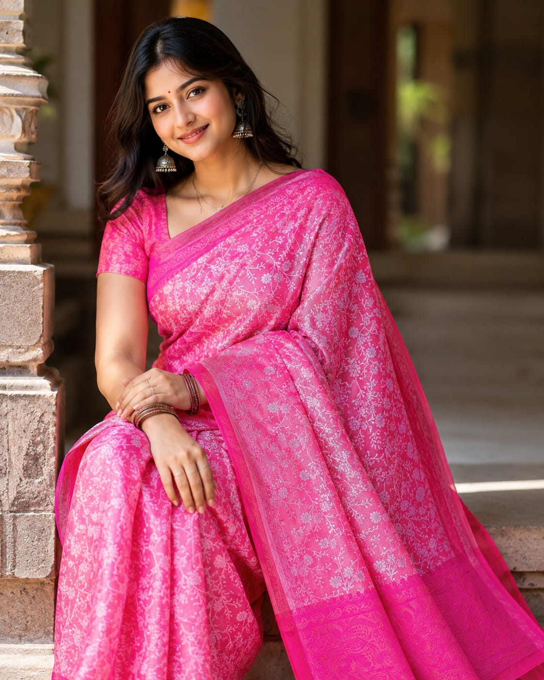 Kanjivaram Katan Saree with Zari Work and Blouse Piece, 6 Colours