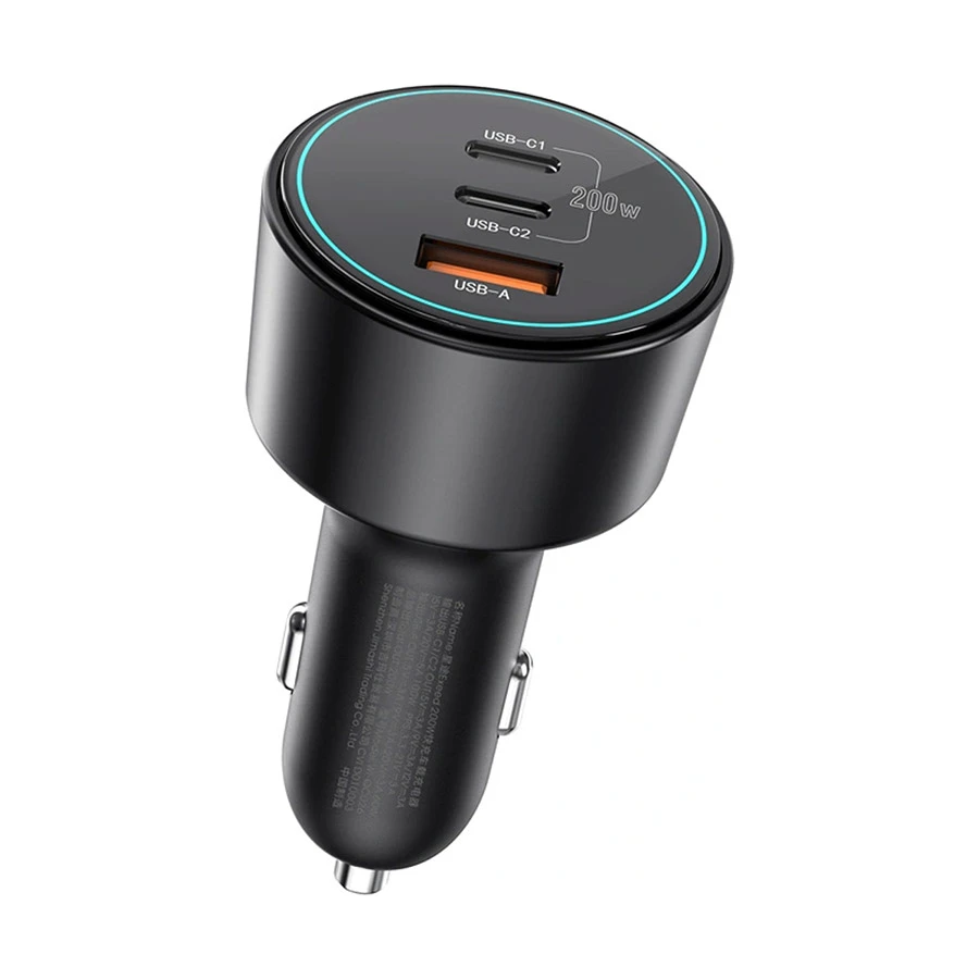 WiWU Starship 200W 3 Ports Black Car Charger (2xUSB-C & 1xUSB-A)