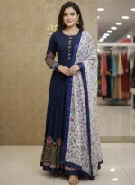 Semi-Stitched Georgette Embroidery Party Dress with Inner