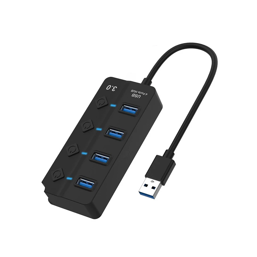 Onten OTN-5301 USB Male to Quad USB Female Black Hub