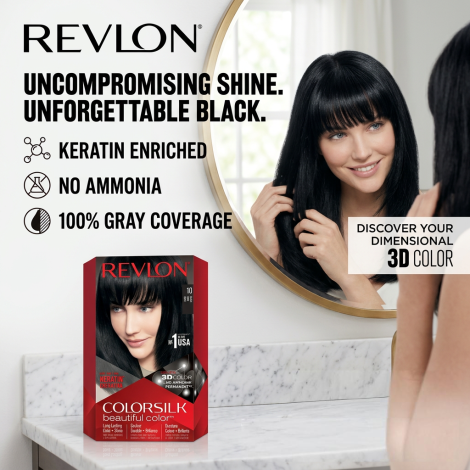 Revlon Colorsilk Beautiful Hair Color - 10 Black (USA)
