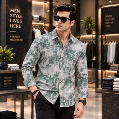 Men's Jafran Fabric Full Sleeve Print Shirt, 2 Colours