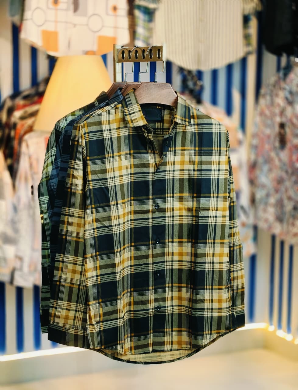 Men's Pure Cotton Full Sleeve Check and Print Shirt, Slim Fit