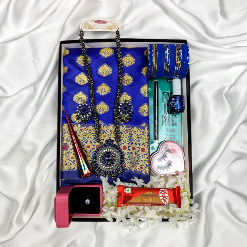Premium Silk Katan Saree Combo Pack – Blue