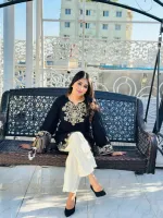 Kalo Kanti Cotton Two Piece with Golden Zari Embroidery