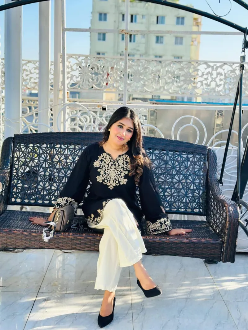 Kalo Kanti Cotton Two Piece with Golden Zari Embroidery