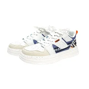 White & Blue Men's Stylish Breathable, Trendy Casual Sports, Skateboard Shoes