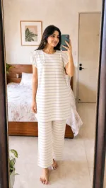 Cotton T-Shirt and Pant Set, Free Size, 6 Colour Choices