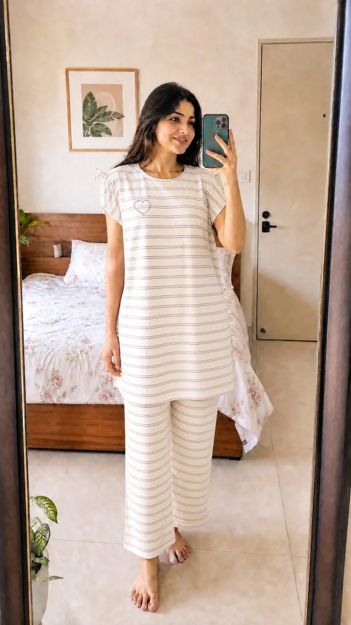 Cotton T-Shirt and Pant Set, Free Size, 6 Colour Choices
