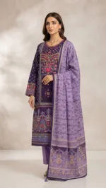 Karchupi Work Unstitched Three Piece with Tassel Orna