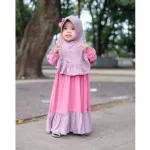 Girls' Borka Set with Hijab in Cherry Fabric, 2 to 6 Years