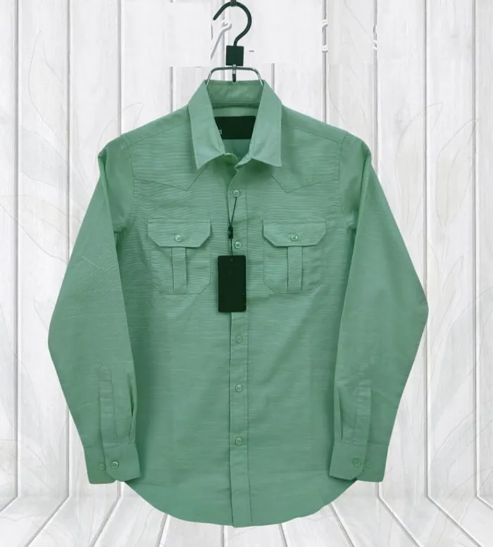 Men's Sakura Oxford Cotton Double Pocket Shirt, Slim Fit