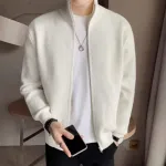 Men's Rib jacket Off White Colour (Full Zipper)