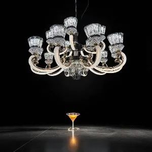 Qulik Modern Nordic Crystal Chandelier Decoration Pendant Hanging two layer 3 color LED Ceiling Light (QL-903-10-5)