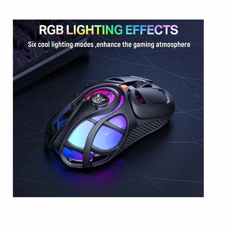 Onikuma DM02 Honeycomb RGB Tri-Mode Wireless Gaming Mouse Black