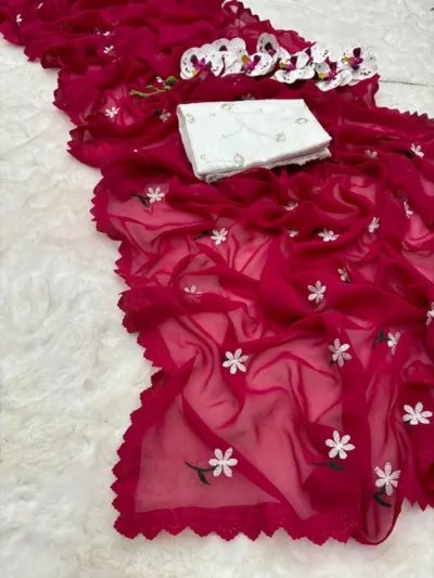 Soft Georgette Saree with Full Body Embroidery, 12 Haath