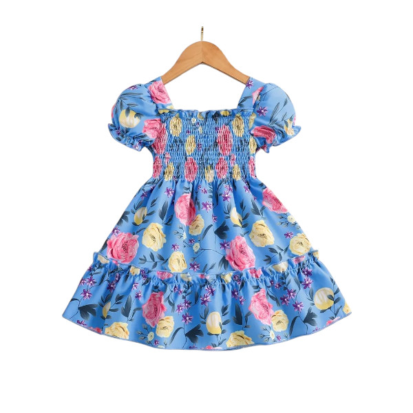 Flower Gown Elegant Floral Fit Dress for Girls with Belt