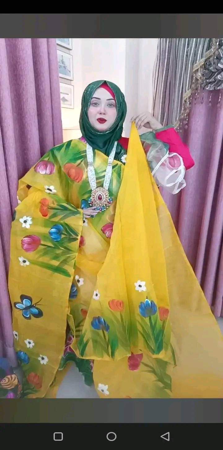 Half Silk Saree with Hand Painted Brush Design for Women