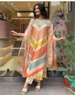 Women's Cotton Three Piece with Butter Silk Salwar, 2 Colours