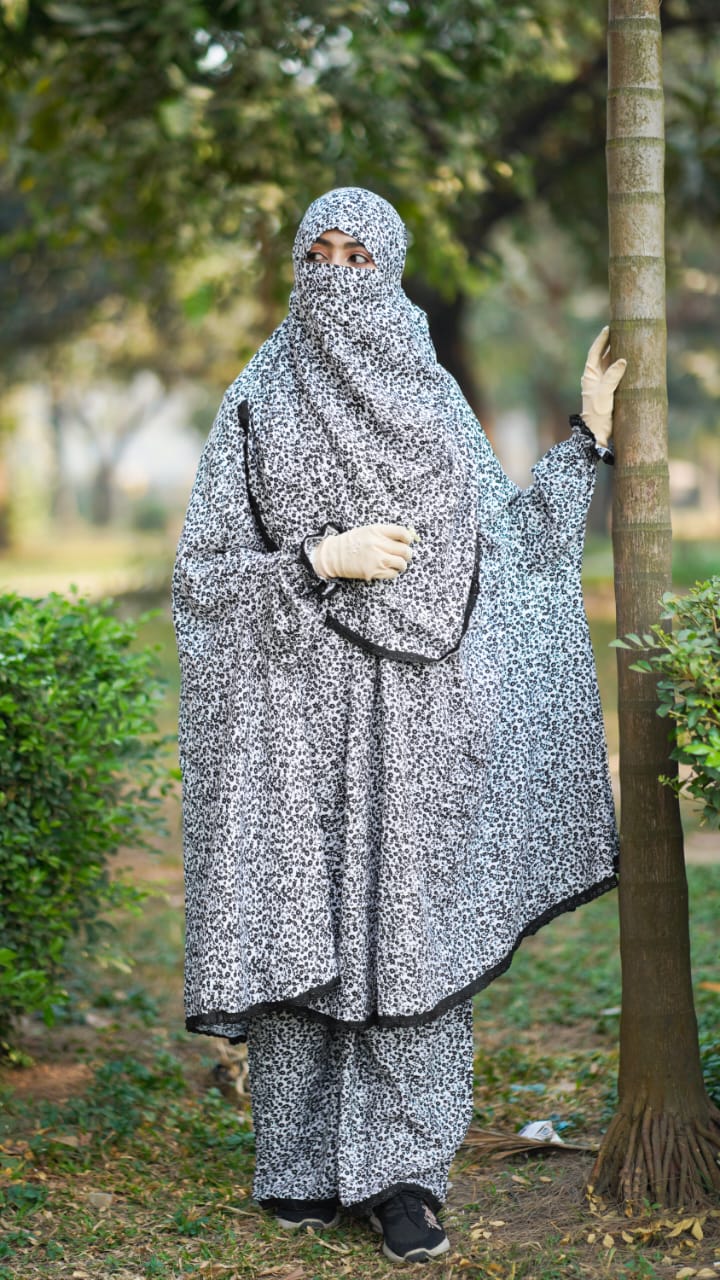 Soft Linen Khimar and Palazzo Set with Elastic Waist