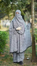 Soft Linen Khimar and Palazzo Set with Elastic Waist