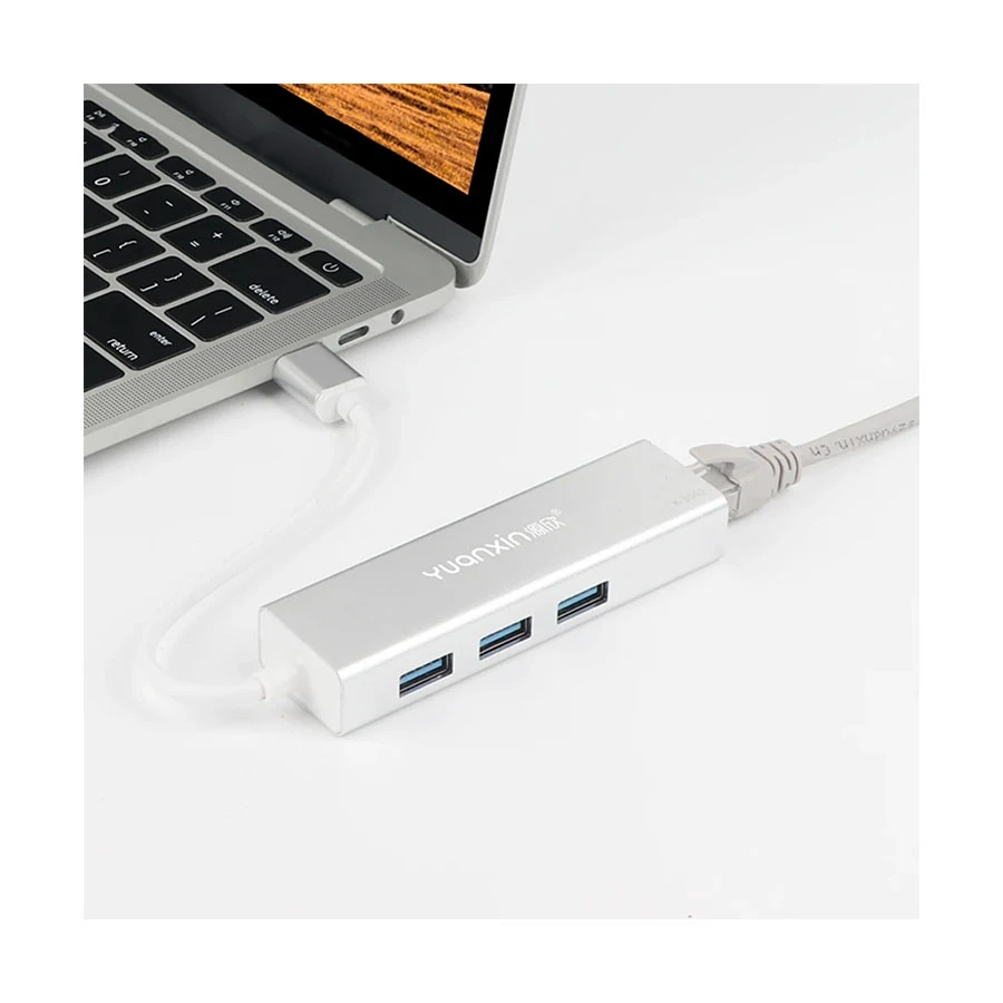 Yuanxin X-3561 USB to Tri USB & Gigabit LAN Multi-Interface Hub White