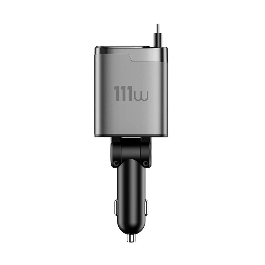 WiWU Helix Pro 111W USB-C & USB-A Car Charger with Retractable Cables