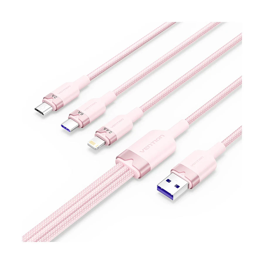 Vention CTRPG 3-in-1 USB to Type-C, Micro USB & Lightning Pink Cable