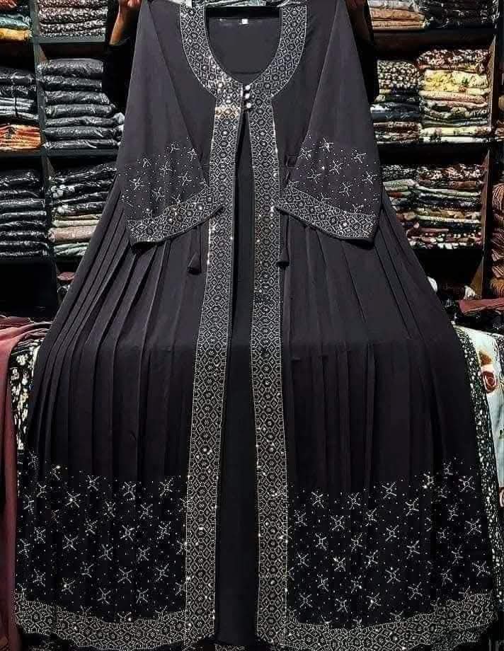 Munjerin Stone Work Koti Borka with Hijab, 4 Colours