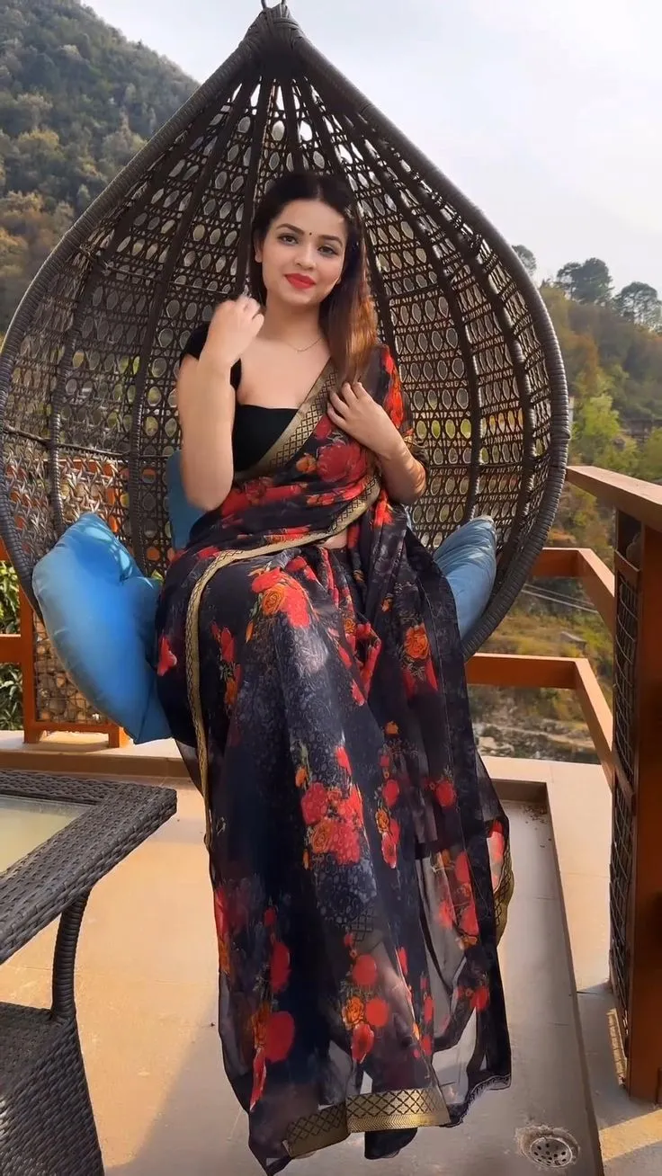 Chanduri Silk Digital Print Saree with Tassel, 6 Colours