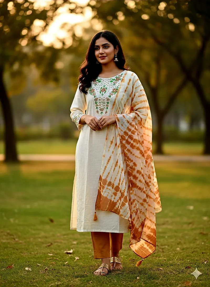 Unstitched Soft Cotton Three Piece with Embroidered Neck and Sleeves