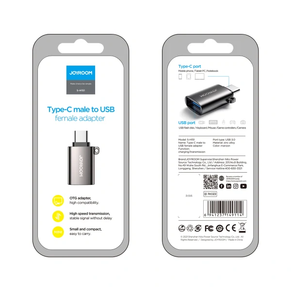 Joyroom S-H151 Type-C Male to USB Female Adapter